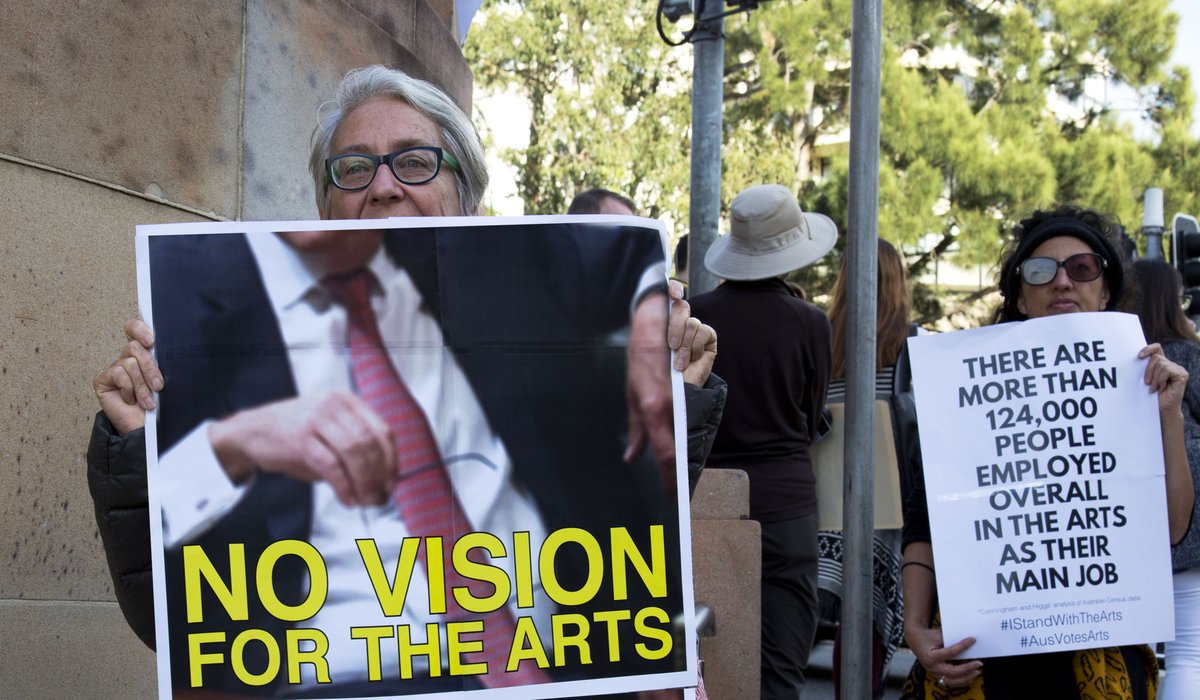 Protest sign - No vision for the arts