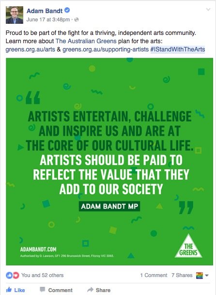 Adam Bandt - Artists entertain, challenge and inspire us and are at the core of our cultural life