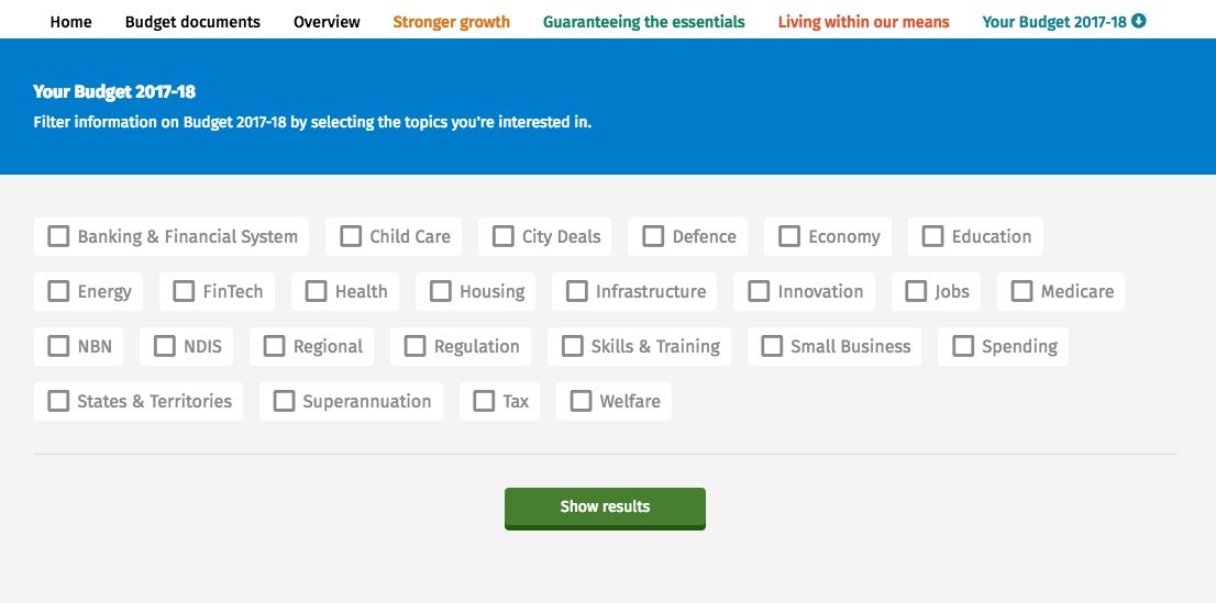 Budget categories