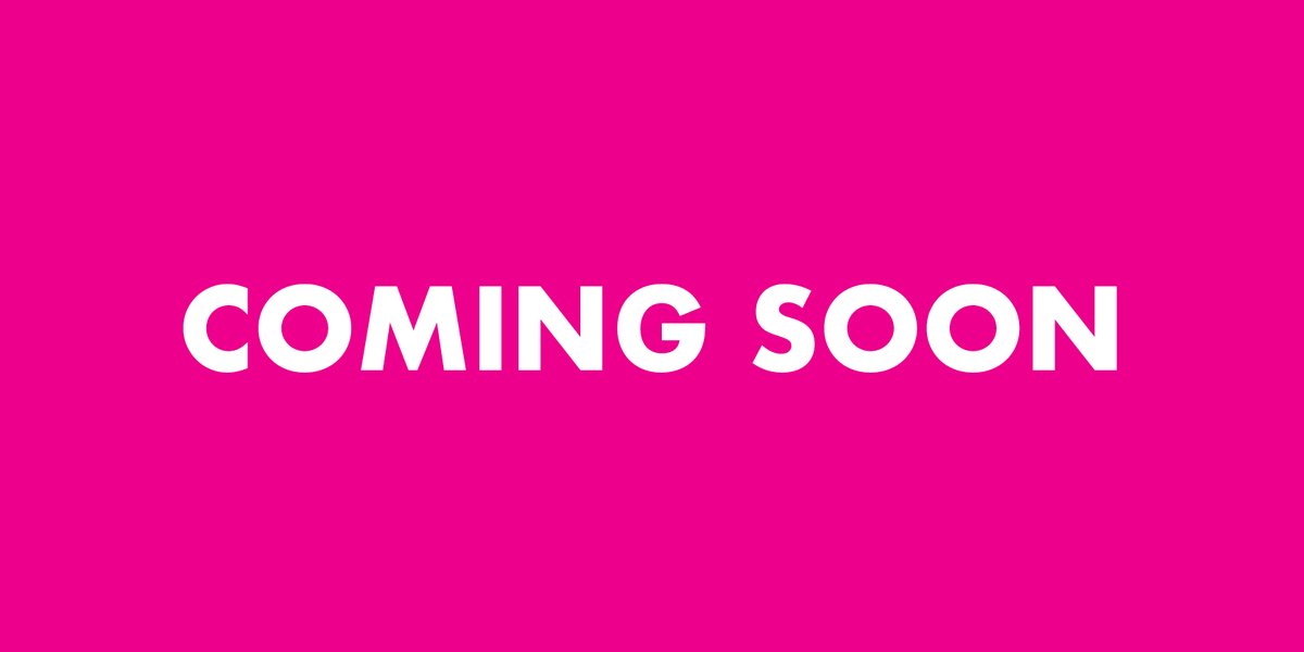 White text on a bright pink background that reads 'coming soon'.