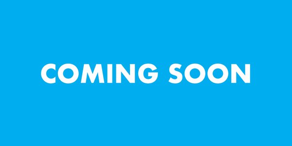 White text on a bright blue background that reads 'coming soon'.