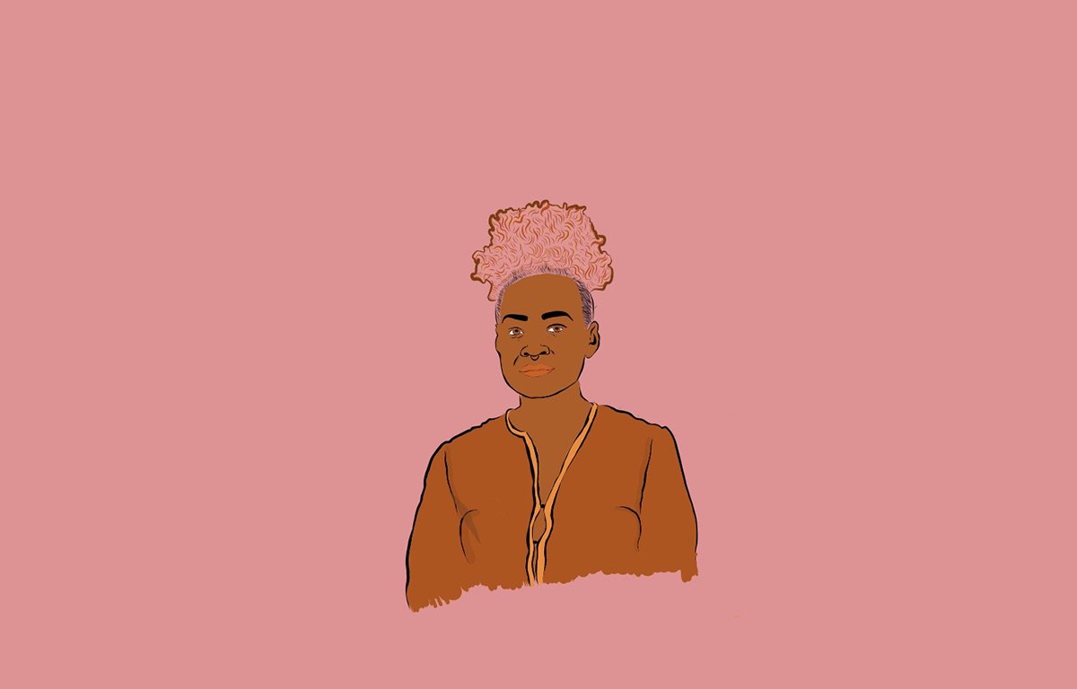 Illustration of Emele Ugavule  on pink background