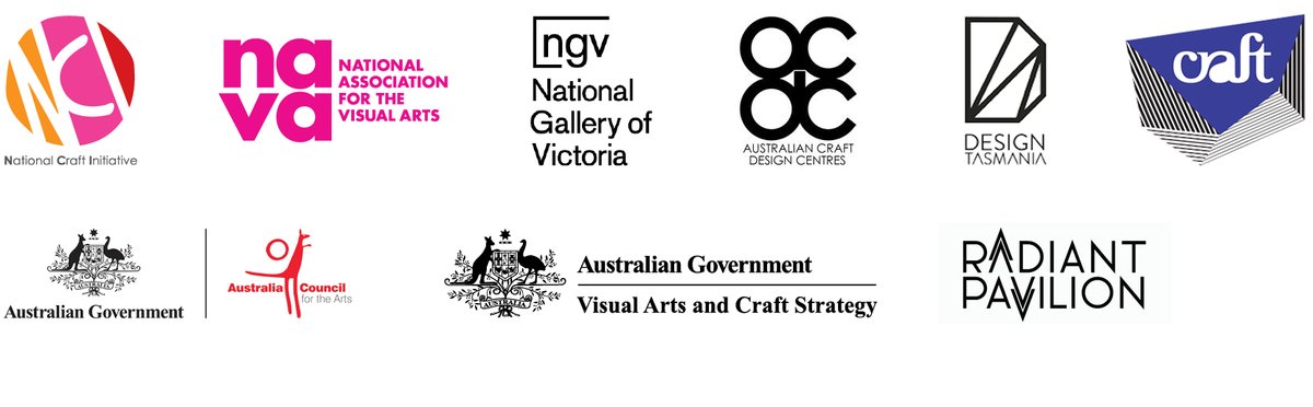 Logos NCI, NAVA, NGV, ACDC, Design Tasmania, Craft, Australia Council, VACS, Radiant Pavilion