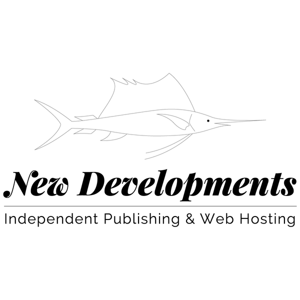 Image of New Developments logo, with a lineart drawing of a fish against a white background.