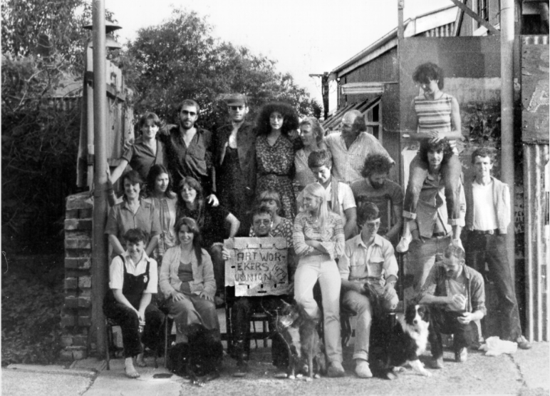 Black and white photo of group in 1979