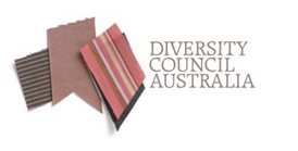 Diversity Council Australia's logo, which is the Australian continent, made from textile materials.  