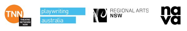 Theatre Network NSW logo, Regional Arts NSW logo, NAVA logo