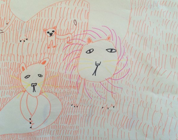 Nora Speyer, aged 7, Lions, 2014 work on paper