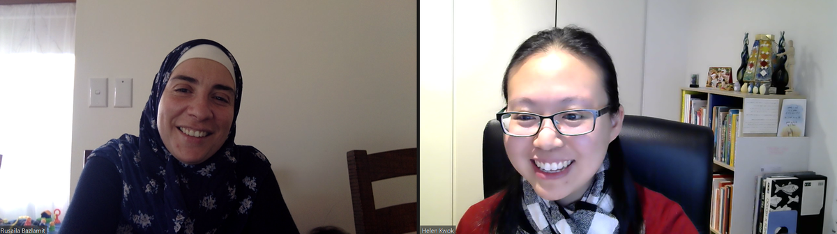 Screenshot of Helen Kwok and Rusaila Bazlamit ​in the Zoom session for their second mentor catchup
